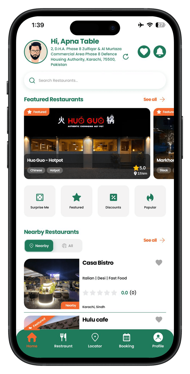 Apna Table App Interface